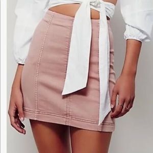 NWT Free People Modern Denim Skirt Blush Wash Size 12